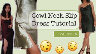 Cowl Neck Slip Dress Tutorial  PATTERN [upl. by Lindy]