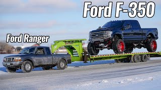 Ford Ranger Tows F350 Sema Truck [upl. by Airotnes]