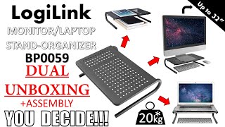 Three in One  Logilink BP0059 Metal Monitor Stand  Laptop Riser Base Dual Unboxing and Assembly [upl. by Serge]