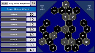 👉Hexágonos  Tablero de 40 preguntas y respuestas en Power Point con VBA y DESENCADENADORES [upl. by Agnimod]