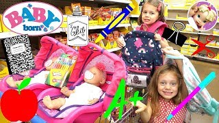 😍 Baby Born Twins 🍎 BacktoSchool Shopping amp Haul with Kate and Clara 🎒Baby Born Videos 💖 [upl. by Ainez]