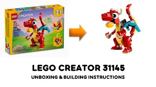 RED DRAGON Lego creator 31145 Unboxing and Building instructions [upl. by Margaretha]