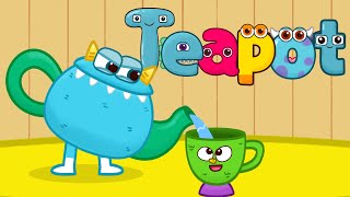 I am a little teapot with alphabet monsters  Nursery rhymes for kids and children [upl. by Aneehsak]