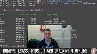 ED32  Dumping LSASS NTDSdit and cracking it offline [upl. by Asillem]