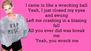 Miley Cyrus  Wrecking Ball Lyrics Video [upl. by Shepherd]