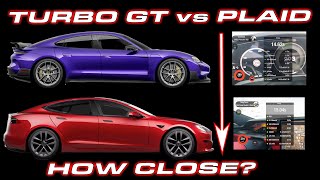 1019 HP Taycan Turbo GT vs 1020 HP Tesla Model S Plaid 060 MPH 14 Mie 12 Mile Comparison [upl. by Lamee]