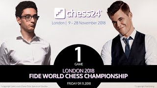 Game 1  2018 FIDE World Chess Championship  CaruanaCarlsen [upl. by Novaelc344]