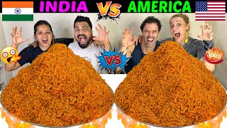 10X SPICY KOREAN NOODLES CHALLENGE with CHOPSTICKS😱INDIA Vs AMERICA EATING COMPETITION🔥 [upl. by Idell]