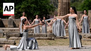 Rehearsal of 2024 Paris Olympics lighting ceremony at Ancient Olympia [upl. by Ozneral]