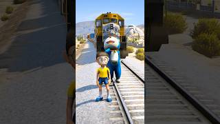 NOBITA HIJACK TRAIN TO SAVE DORAEMON FATHER LIFE PART 5 shorts gta5 [upl. by Aubyn]