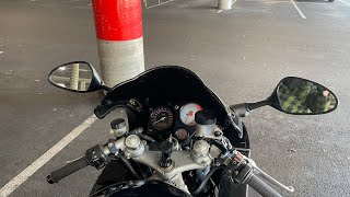 Honda VTR1000F VTwin carbon mufflers exhaust note undercover car park blips [upl. by Phil851]