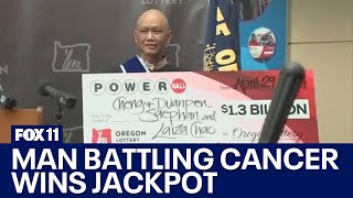 13B Powerball jackpot winner is man battling cancer [upl. by Akcinehs351]