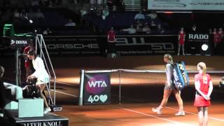 Sabine Lisicki vs Nastassja Burnett walk in  Porsche Tennis Grand Prix 2013 [upl. by Llenrag]