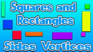 Squares and Rectangles ⏹ Sides Corners and Vertices ✏️ 2D Shapes [upl. by Ahtanoj]