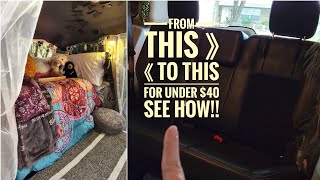 Making a Cozy Bed w your 3rd Row using this easy vanlife hack Car camping made cheap and easy [upl. by Ethelred]