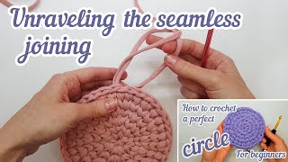 YOU ASKED ME A LOT about it  How to unravel the seamless joining  Crochet with Tshirt yarn [upl. by Adelaja665]