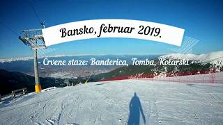 Bansko skijanje  crvene staze Banderica Todorka i plava Kolarski februar 2019 [upl. by Naujik304]