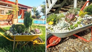 34 IDEIAS DE DECORAÇÃO DE JARDIM COM CARRINHOS DE MÃO VOCÊ NUNCA VIU NASA ASSIM [upl. by Abisia]