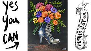 Witches boot Flowers🌟🎨 How to Draw and Paint tutorial for Beginners 13 Days of Halloween [upl. by Chrissa]