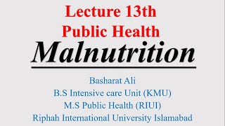 Malnutrition In Urdu Lecture 12th  Public Health  Diploma And Bs  Basharat Ali [upl. by Anelagna348]