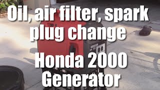 Oil air filter and spark plug change on a Honda 2000 generator [upl. by Rehsa]