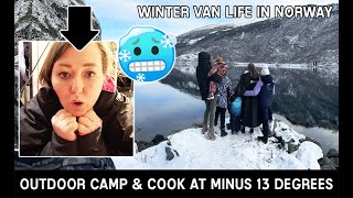 OUTDOOR CAMP amp COOK AT MINUS 13 DEGREES  WINTER VAN LIFE NORWAY [upl. by Dorahs393]