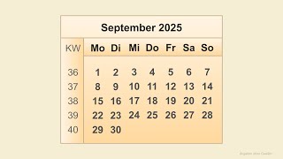 Kalender September 2025 [upl. by Eelac]