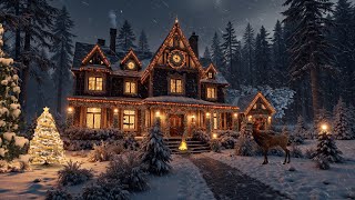 Winter Cozy Snowfall and Beautiful Home Christmas  Enchanted Forest Christmas with Crackling Fire [upl. by Lanae]