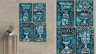 Mesmerizing Antique Vases Textured Acrylic Painting Step By Step Guide [upl. by Oleusnoc81]