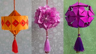 How to make paper lantern  3 Easy Paper Lantern Making Ideas [upl. by Yeliw]