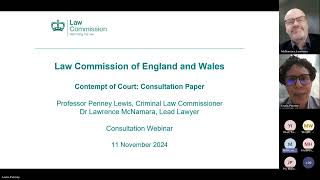 Contempt of Court Law Commission consultation webinar recording  11 Nov 2024 [upl. by Dzoba]