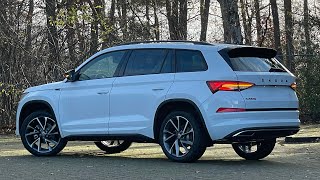 Skoda NEW Kodiaq 2022 Sportline in 4K Moon White Metal 20 Inch Vega Walk around amp detail inside [upl. by Aulea]