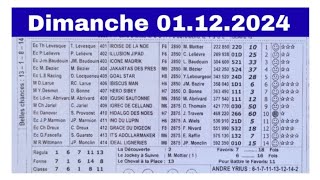 PRONOSTIC PMU PROGRAMME QUINTÉ QUARTE TIERCÉ DU DIMANCHE 01122024 [upl. by Teteak]