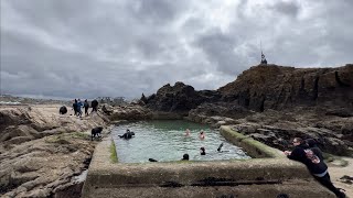 Perranporth Beach  amazing natural swimming pool [upl. by Doy]