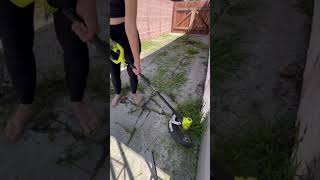 Weed wacking the driveway gardening gardentransformation yardwork [upl. by Jeanie]