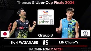 🔴LIVE SCORE  Koki WATANABE JPN vs LIN ChunYi TPE  Badminton Thomas Cup Finals 2024 [upl. by Akimaj]