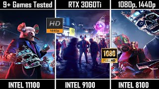 Intel i3 11100 vs 9100 vs 8100  RTX 3060ti  9 Games Benchmark [upl. by Rhona]