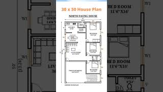 30 x 50 House Plan  North Facing House Plan [upl. by Delos]