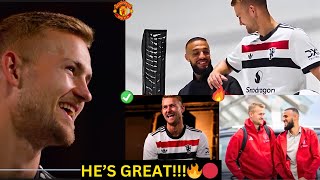 AMAZING✅Matthijs De Ligt first Interview at Manchester United Mazraoui question [upl. by Amora]