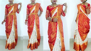 durga puja ashtami saree look 2021  Traditional Bengali Saree Draping Tutorial for Durga Puja [upl. by Ezechiel]