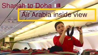 Air arabia flight Sharjah to Doha 4K Sharjah airportFlight landing videoAir arabia insie view [upl. by Finer]