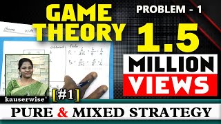 Game theory 1Pure amp Mixed Strategyin Operations researchSolved problemBy Kauserwise [upl. by Katzen]