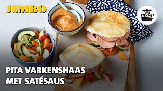 Wat eten we Pita varkenshaas met satésaus [upl. by Imorej77]