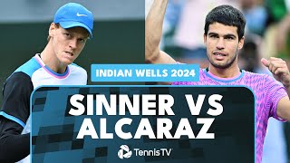 THRILLING Jannik Sinner vs Carlos Alcaraz Match  Indian Wells 2024 Highlights [upl. by Ainorev]