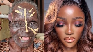 MUST WATCH 😱 VIRAL 👆🏻Bridal Gele amp Makeup Transformation  Makeup Tutorial ✂️💉🔥😳 [upl. by Larimor664]