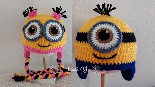 GORRO CON TRENZAS A CROCHET  GORRO MINIONS A CROCHET PASO A PASO [upl. by Henrie]