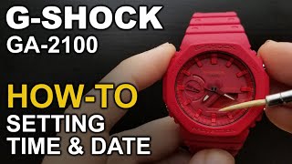 Gshock GA2100  Setting time and date Tutorial [upl. by Balliol]