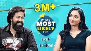 KGF 2 stars Yash amp Srinidhi Shetty play HILARIOUS Whos Most Likely To reveal all their secrets [upl. by Rollo]