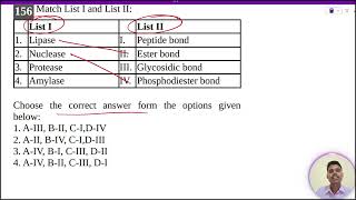 Lipase I Peptide bond2 Nuclease II Ester bond3 Protease III Glycosidic bond4 Amylase IV [upl. by Nancee743]