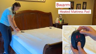 Bwarm Heated Mattress Pad even heat with 2 control panels heated mattress warm [upl. by Enneire]